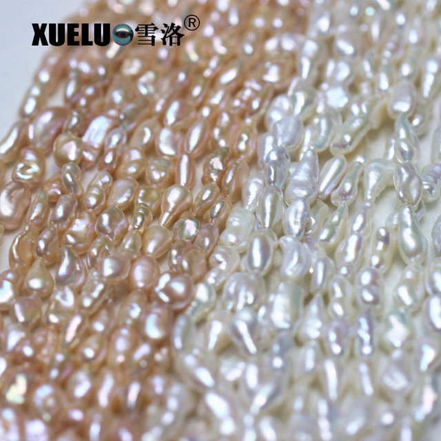 Length: 25-30mm White/Pink Long Flat Baroque Freshwater Pearl Strings AAA