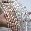 Length: 25-30mm White/Pink Long Flat Baroque Freshwater Pearl Strings AAA