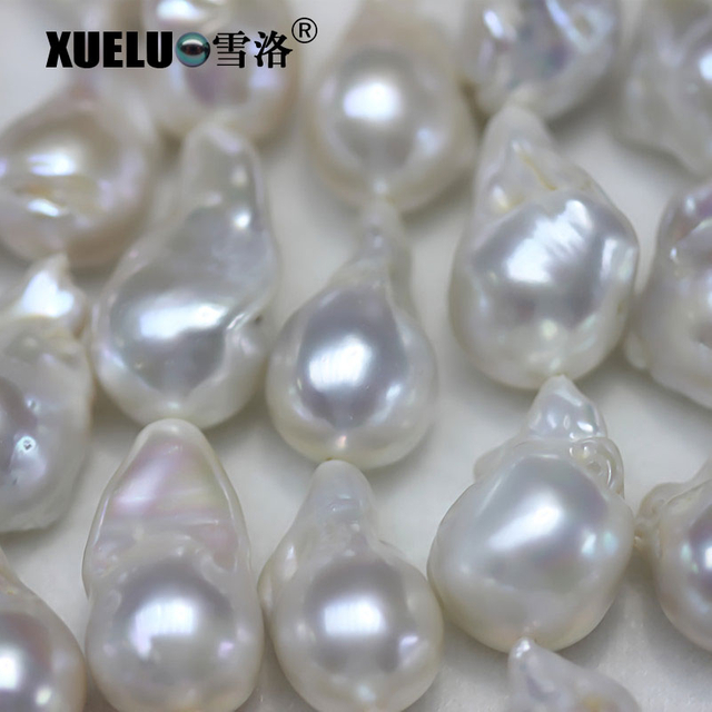 Length(25-30mm)*Width(14-16mm) White Baroque Freshwater Pearl Strings AAA 