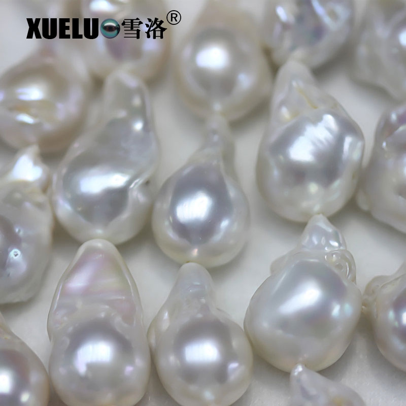 Length(25-30mm)*Width(14-16mm) White Baroque Freshwater Pearl Strings AAA 