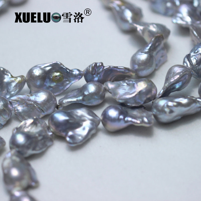 Length(25-30mm)*Width(14-16mm) Grey Baroque Freshwater Pearl Strings AA