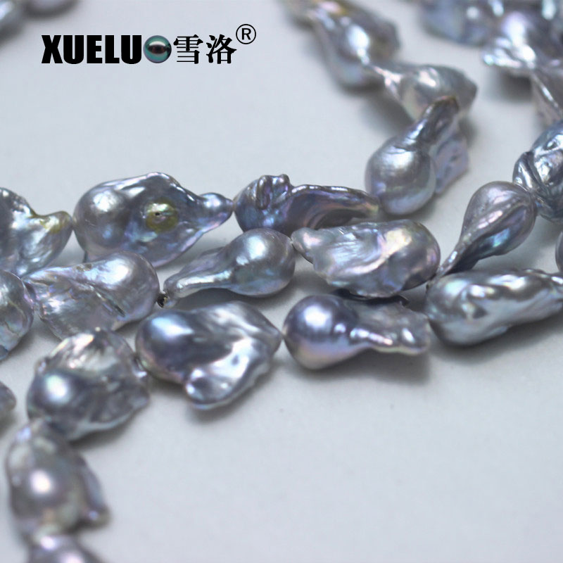 Length(25-30mm)*Width(14-16mm) Grey Baroque Freshwater Pearl Strings AA