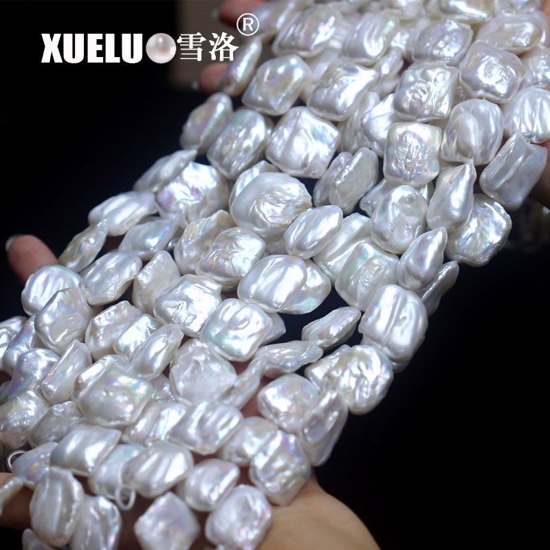Length(18-20mm)*Width(15-18mm) White Baroque Freshwater Pearl Strings AAA