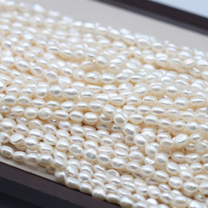 7-8mm White/Grey Baroque Freshwater Pearl Strings AAA Good Quality