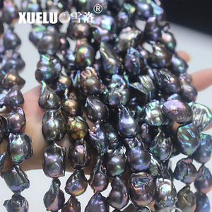 Length(25-30mm)*Width(14-16mm) Black Baroque Freshwater Pearl Strings AAA high quality