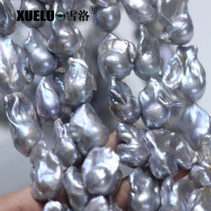 Length(25-30mm)*Width(14-16mm) Grey Baroque Freshwater Pearl Strings AA