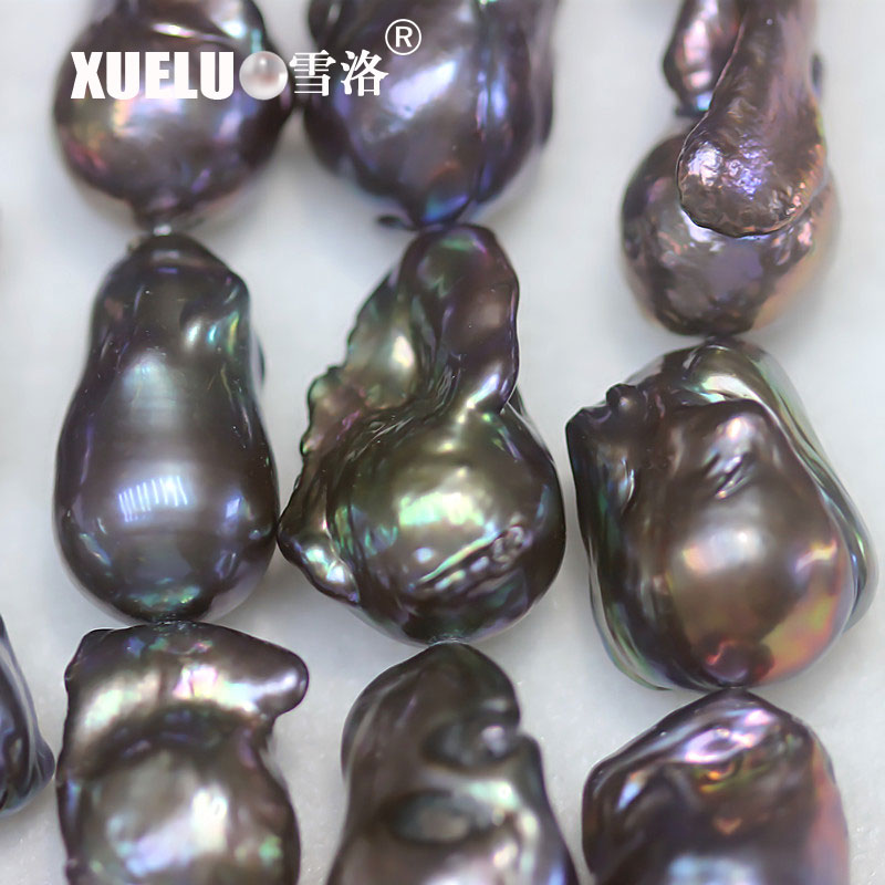 Length(25-30mm)*Width(14-16mm) Black Baroque Freshwater Pearl Strings AAA high quality