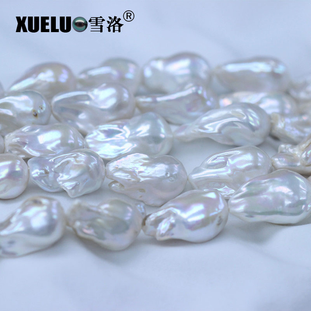Length(30-35mm)*Width(18-20mm) White/Pink Baroque Freshwater Pearl Strings AAA