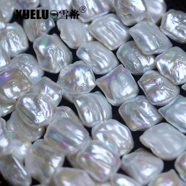 Length(18-20mm)*Width(15-18mm) White Baroque Freshwater Pearl Strings AAA