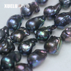 Length(25-30mm)*Width(14-16mm) Black Baroque Freshwater Pearl Strings AAA high quality