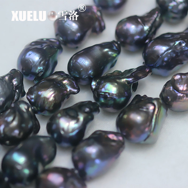 Length(25-30mm)*Width(14-16mm) Black Baroque Freshwater Pearl Strings AAA high quality