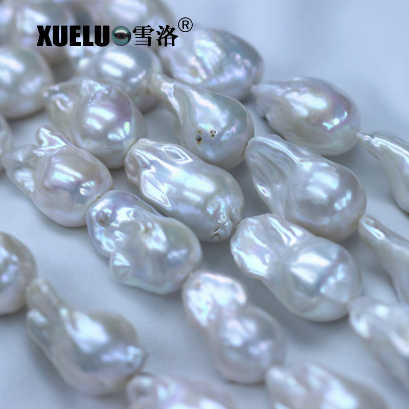 Length(30-35mm)*Width(18-20mm) White/Pink Baroque Freshwater Pearl Strings AAA