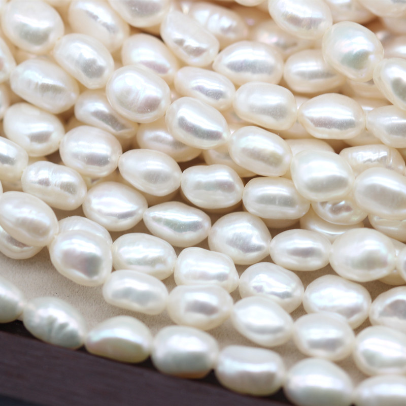 7-8mm White/Grey Baroque Freshwater Pearl Strings AAA Good Quality