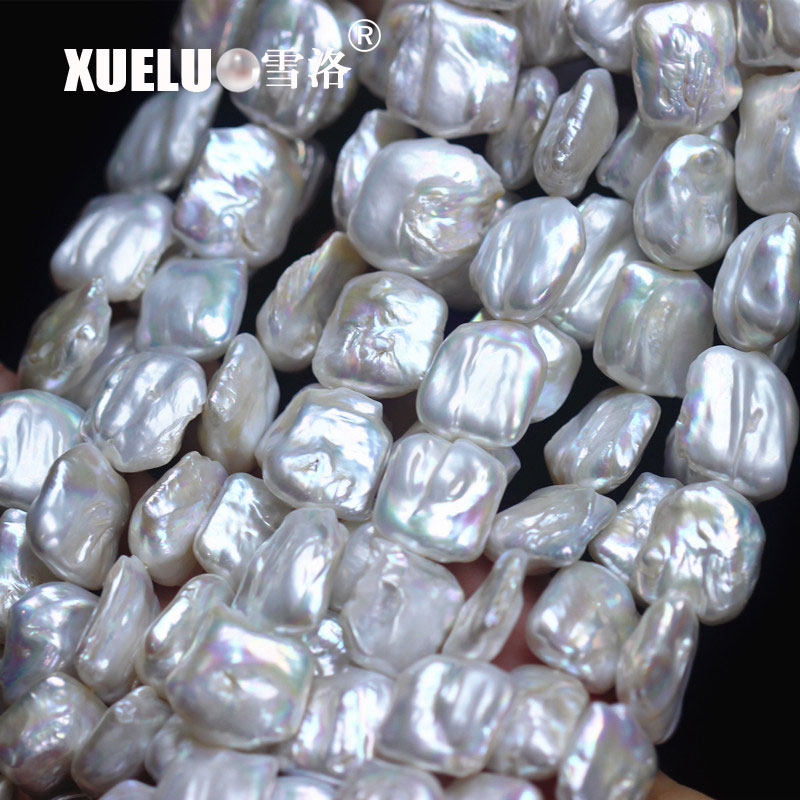 Length(18-20mm)*Width(15-18mm) White Baroque Freshwater Pearl Strings AAA