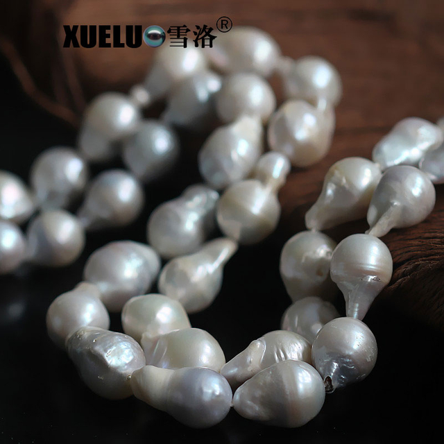 Length(25-30mm)*Width(14-16mm) White Baroque Freshwater Pearl Strings AB low quality